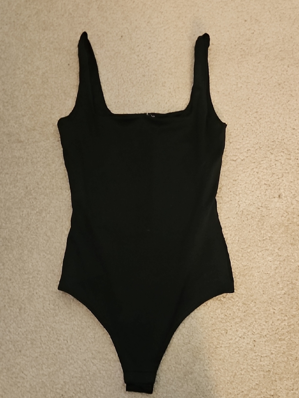 Women's Black One-Piece Bodysuit - Scoop Neck